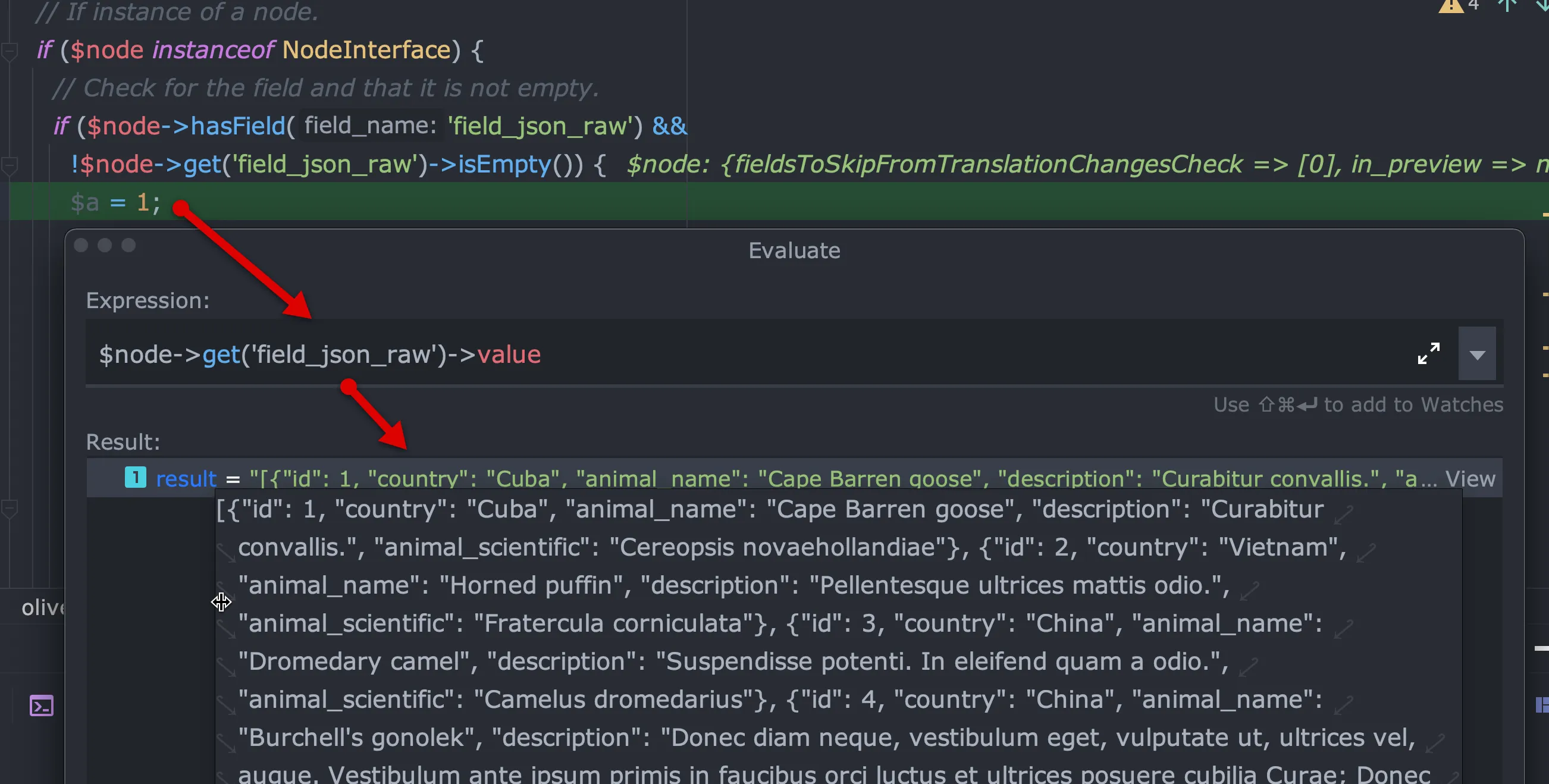Xdebug showing the plain value of the JSON output